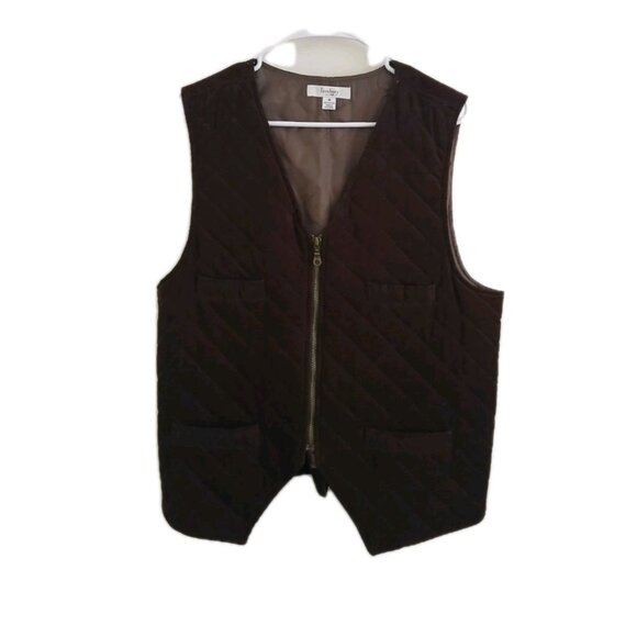 Turnburry Mens M Quilted Corduroy Vest Brown Full Zip Gilet Pockets Grandpacore - Picture 1 of 5